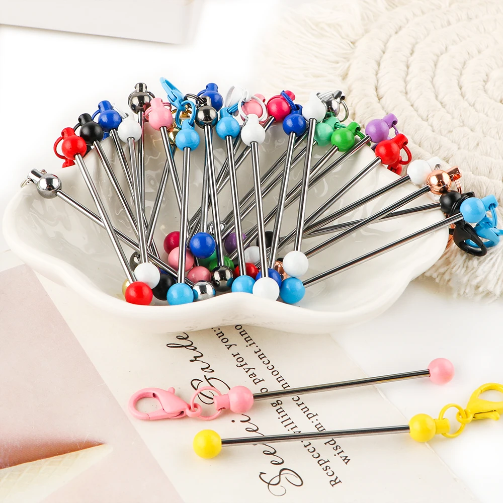 

8Pcs/Lot Beadable Keychain, Monochrome Lobster Buckle, Monochrome Keychain Strip, DIY Jewelry Craft Accessories