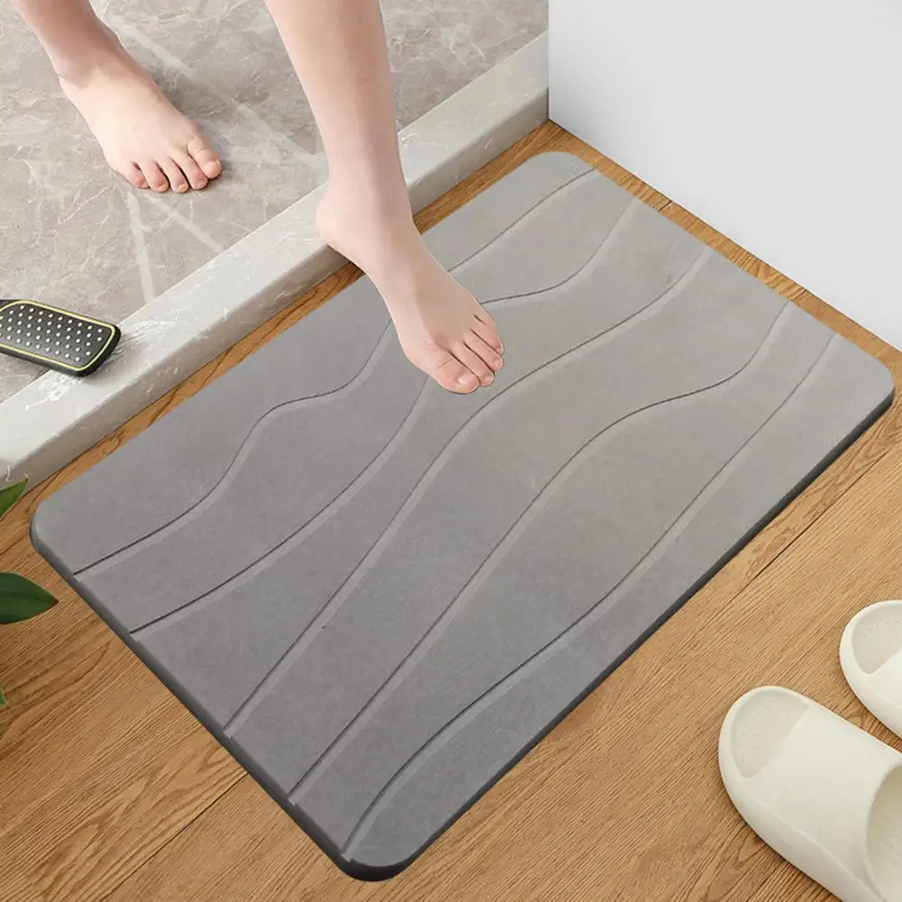 Bathroom Floor Mat Quick Absorbent Quick-Drying Diatom Mud Bath Mat Anti-Slip Bottom Entry Rug Bath Shower Sink Kitchen Carpet