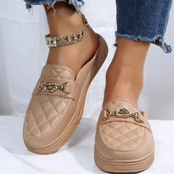 Summer Flat Comfortable Lazy Thick-soled Beach Sandals for Outer Wear Fashionable and Casual Baotou Half-slippers for Women