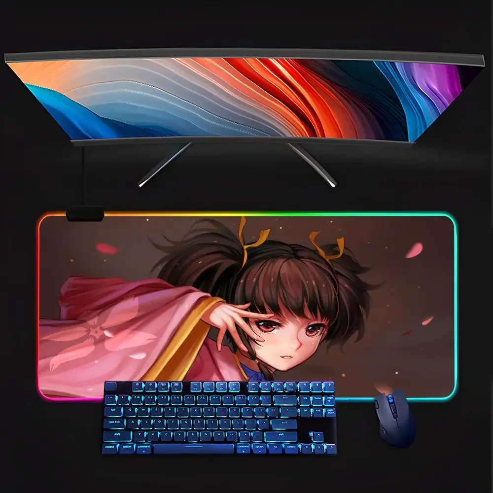 

Koutetsujou No Kabaneri Mouse Pad Keyboard LED RGB Pc Gamer Glowing Rubber mause pad Cute Cartoon Gaming Computer Boys Girls Fr