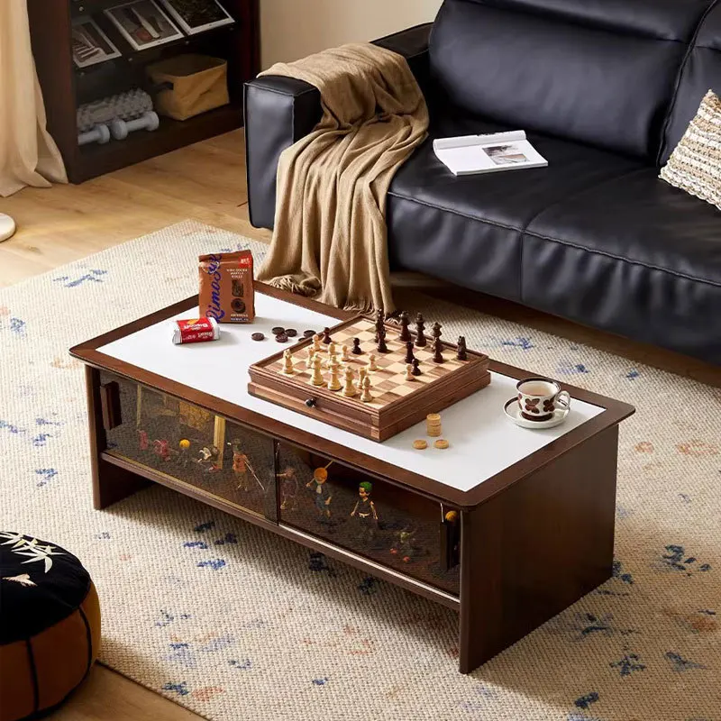 blackwalnut solid wood, rock slab coffee table high-end light luxury small apartment cherry wood household tea table porch table