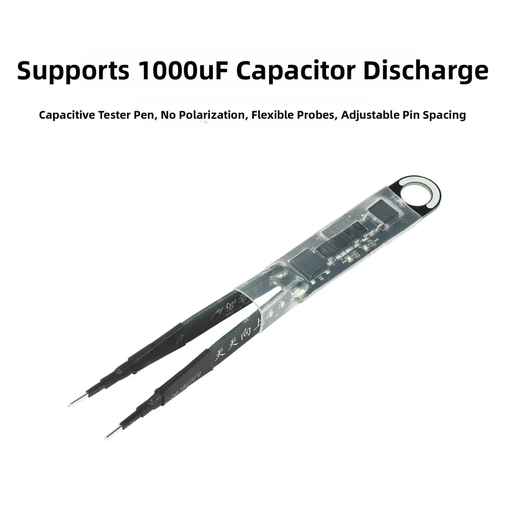 Capacitor Discharge Pen for Surface Mount Components Featuring 1000uF/375V Rating and Adjustable Pitch Insulated Probes