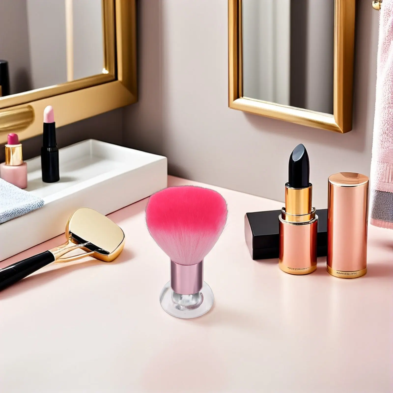 3Pcs Blush Brush Set Large Soft Dome Face Powder Brush Portable Makeup Tool Professional Standing Base Mushroom Head Powder