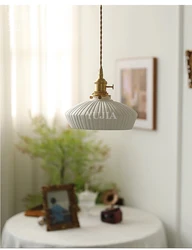 Japanese Ceramic Pendant Lights Scandinavian Light Luxury Pendant Lamp for Living Room Bedroom Dinning Room Kitchen Island