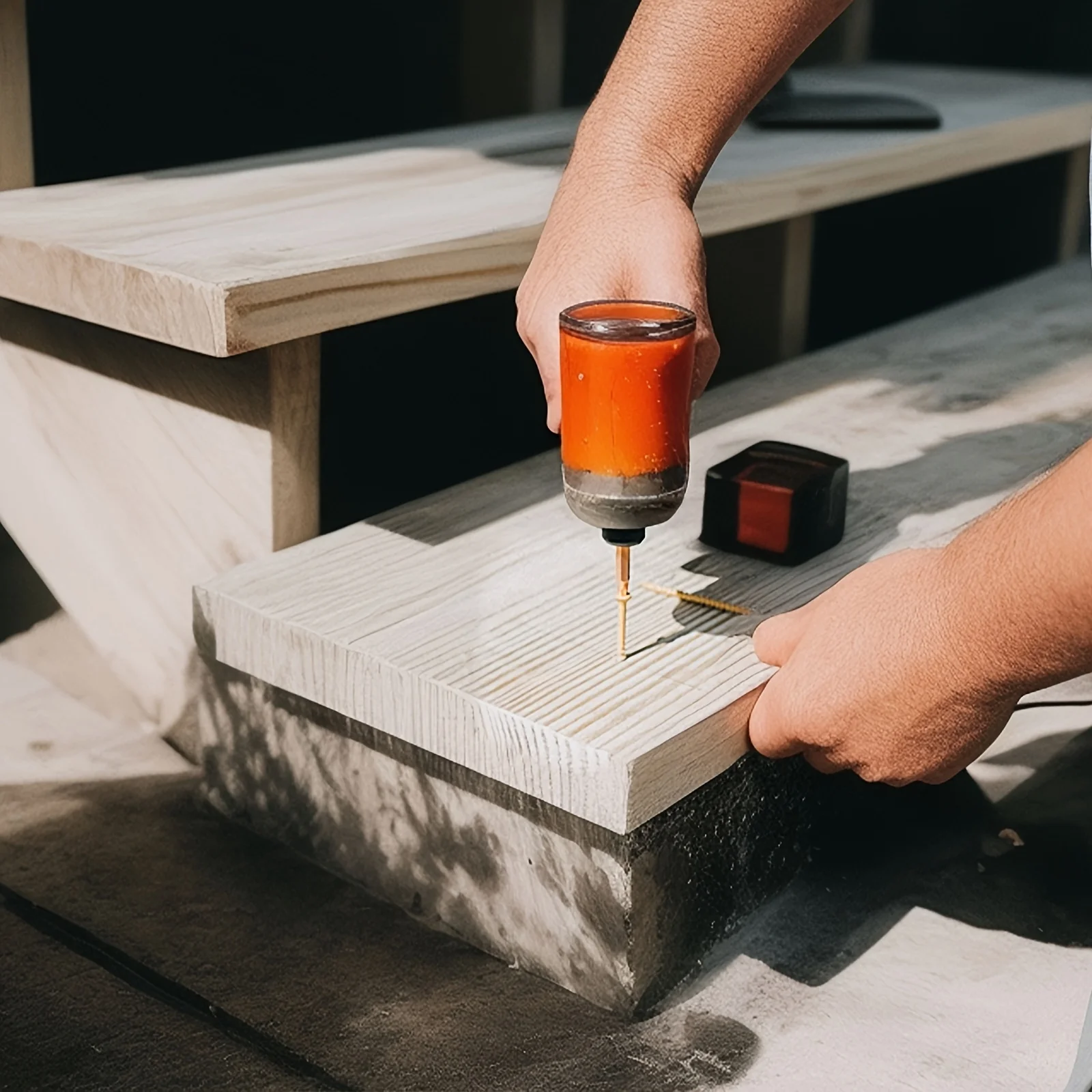 100–35 Stück Holzschrauben # 8 # 10, rostbeständige Deckschraube, hellbraun, für den Außenbereich, mit Epoxidharz beschichtet, für Terrassendielen, Torx-Sternantrieb, flacher Kopf – Detail 6