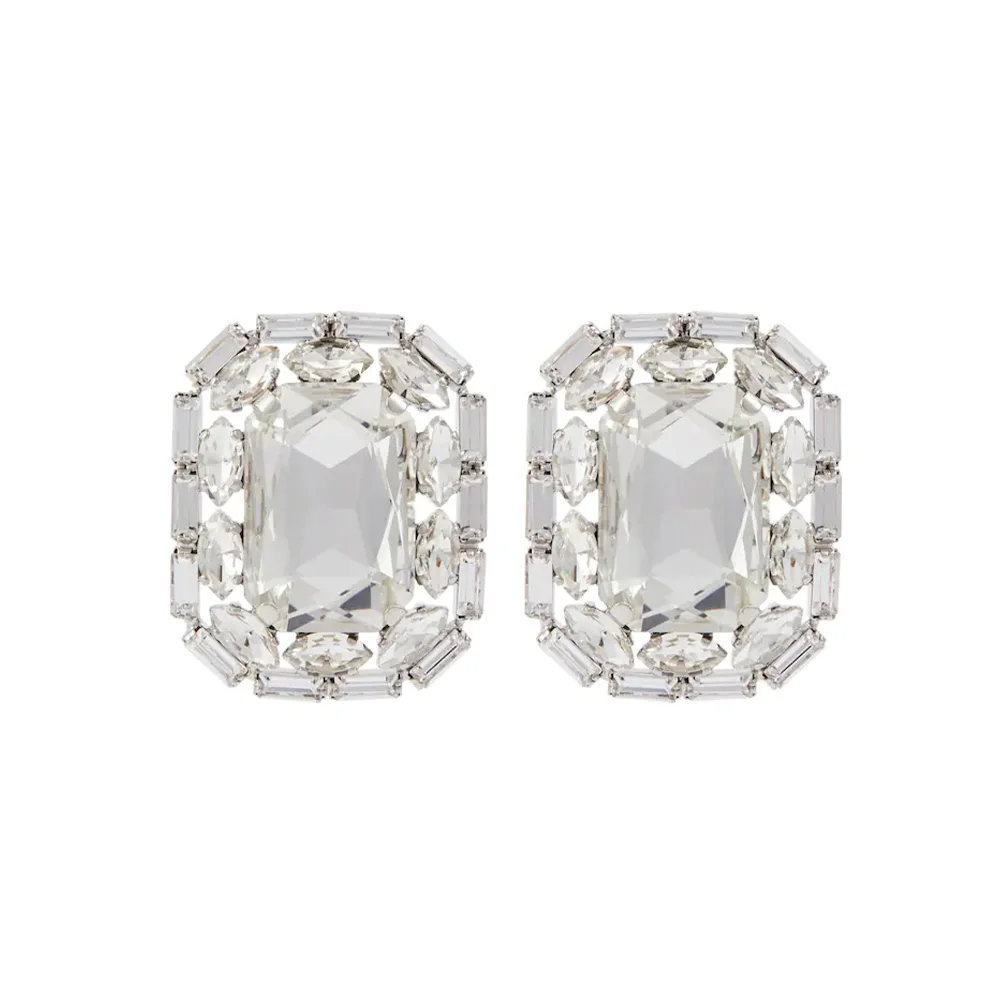 Stonefans Fashion Square Crystal Clip on Earrings Wedding for Women Vintage Bling Rhinestone Clip Earrings No Piercing Jewelry