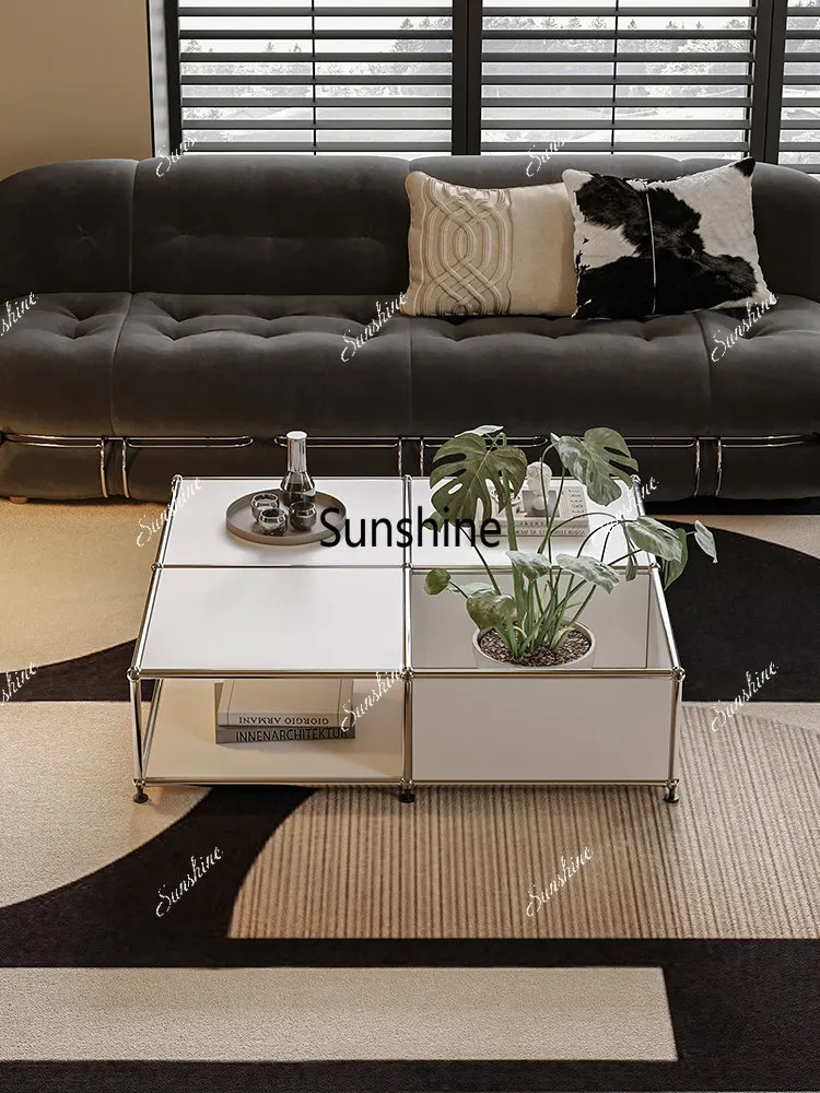 

Medieval stainless steel modern simple small apartment living room household coffee table