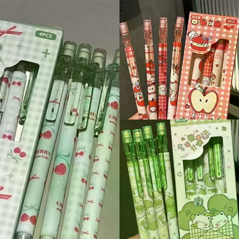 4Pcs 0.5mm Mechanical Pencils With Eraser Smooth Writing Erasable Automatic Pencil School Office Supplies Student Stationery