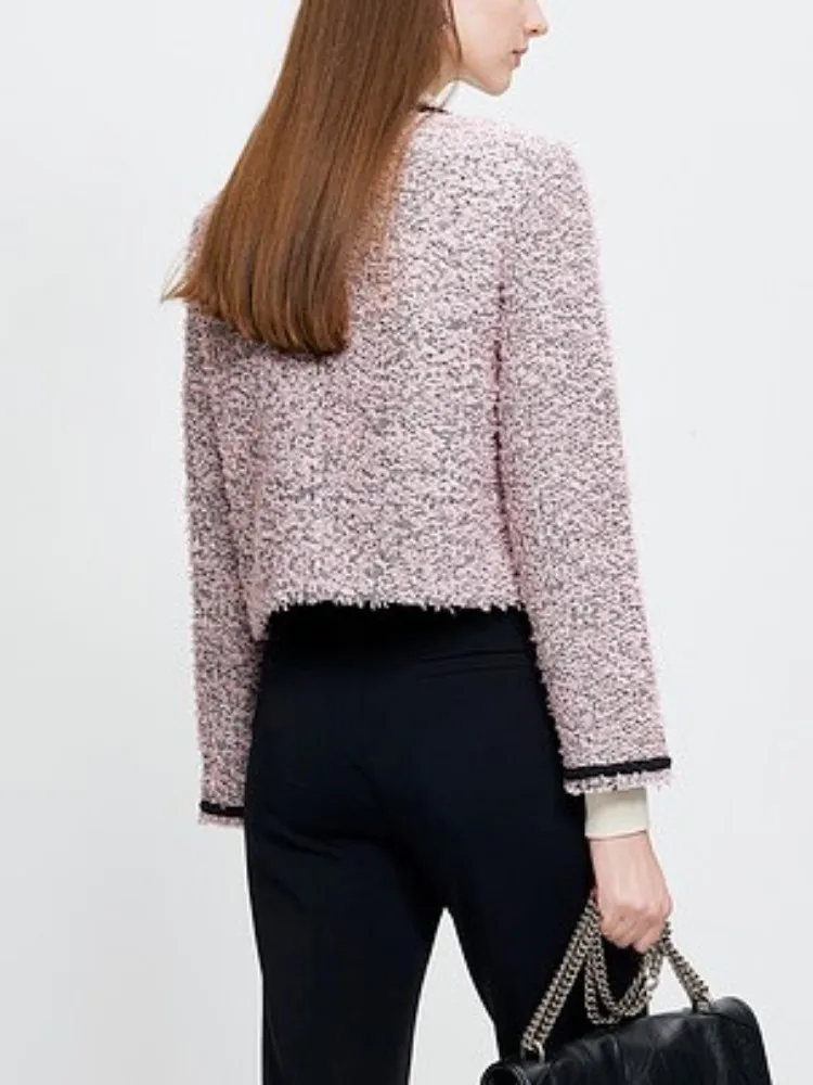 Streetwear Solid Color High Quality Jackets Versatile Ladies Tassel Coats Fashion Leisure Round Neck Long Sleeves Outwear
