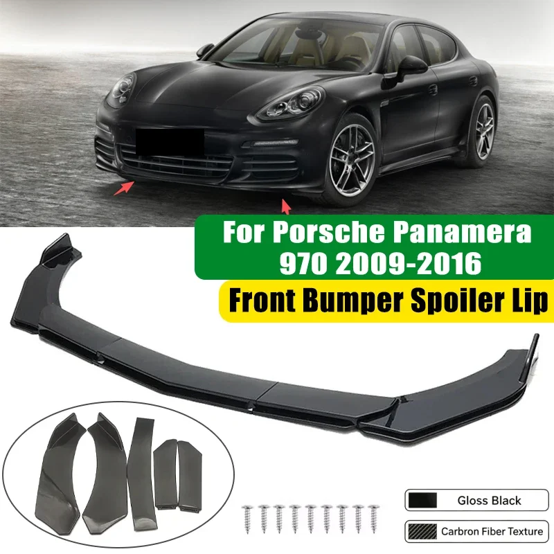 For Porsche Panamera 970 2009-2016 5Pcs ABS Car Front Bumper Lip Spoiler Splitter Body Kit Canard Tuning Accessories