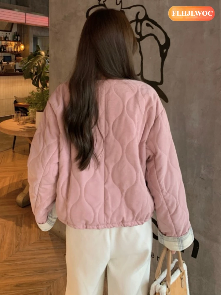 เสื้อแจ็คเก็ตผ้าฝ้ายหนาแบบสั้น สไตล์เกาหลีสุดชิค สำหรับผู้หญิง รุ่นใหม่มาแรง ฤดูใบไม้ผลิ 2026 สไตล์เรโทร วินเทจ