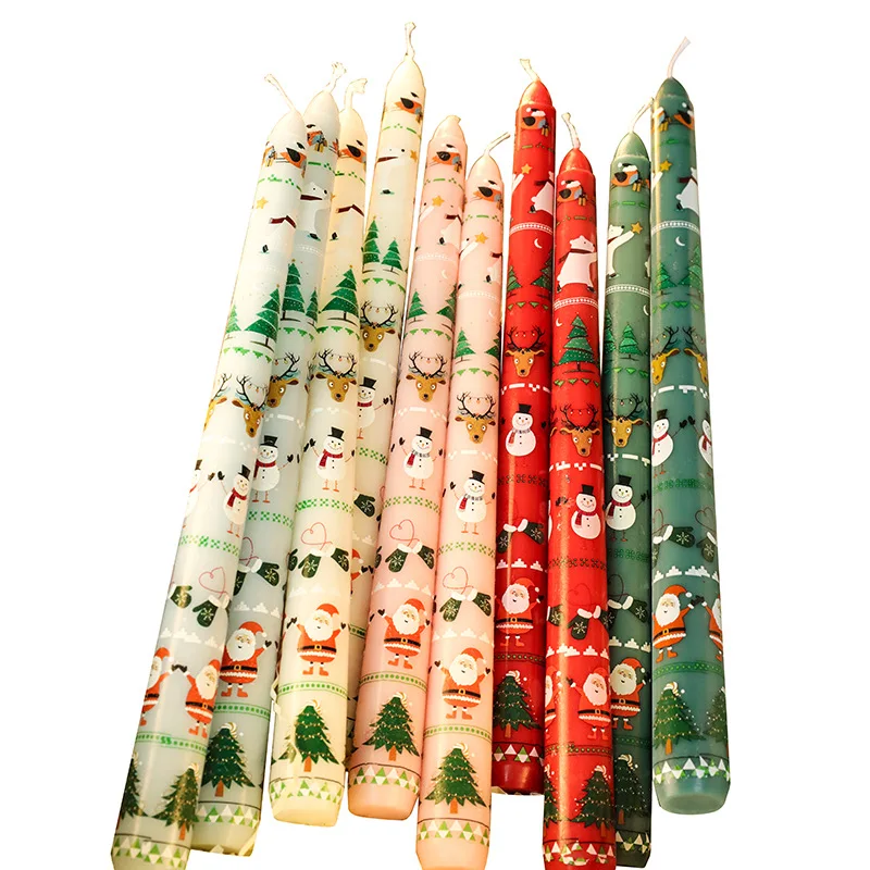 Christmas 25CM Christmas Banquet Candle Ornament Candlelight Dinner Decoration Long Pole Wedding Smokeless Atmosphere Candle