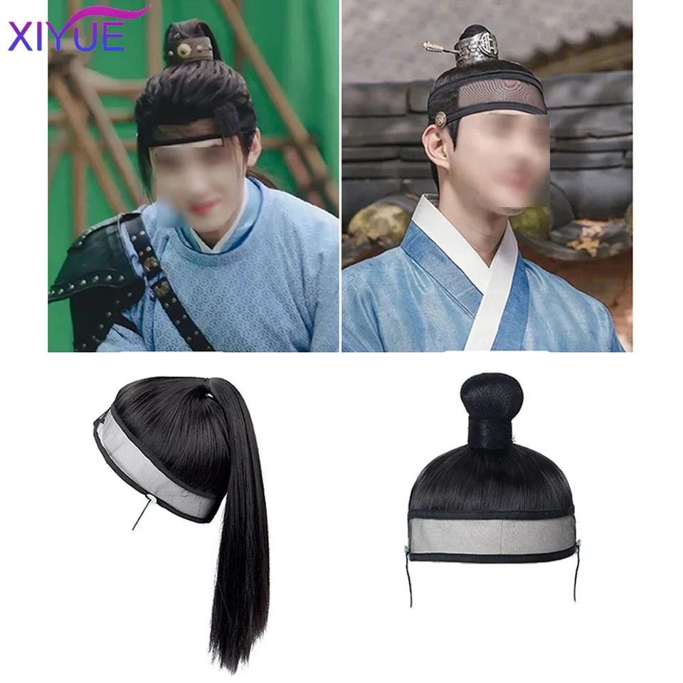 XIYUE Cosplay Headdress Hanfu Hat Black Hanfu Men Warrior Cosplay Hair Products Ming Dynasty Ancient History Ninjas Hair Piece