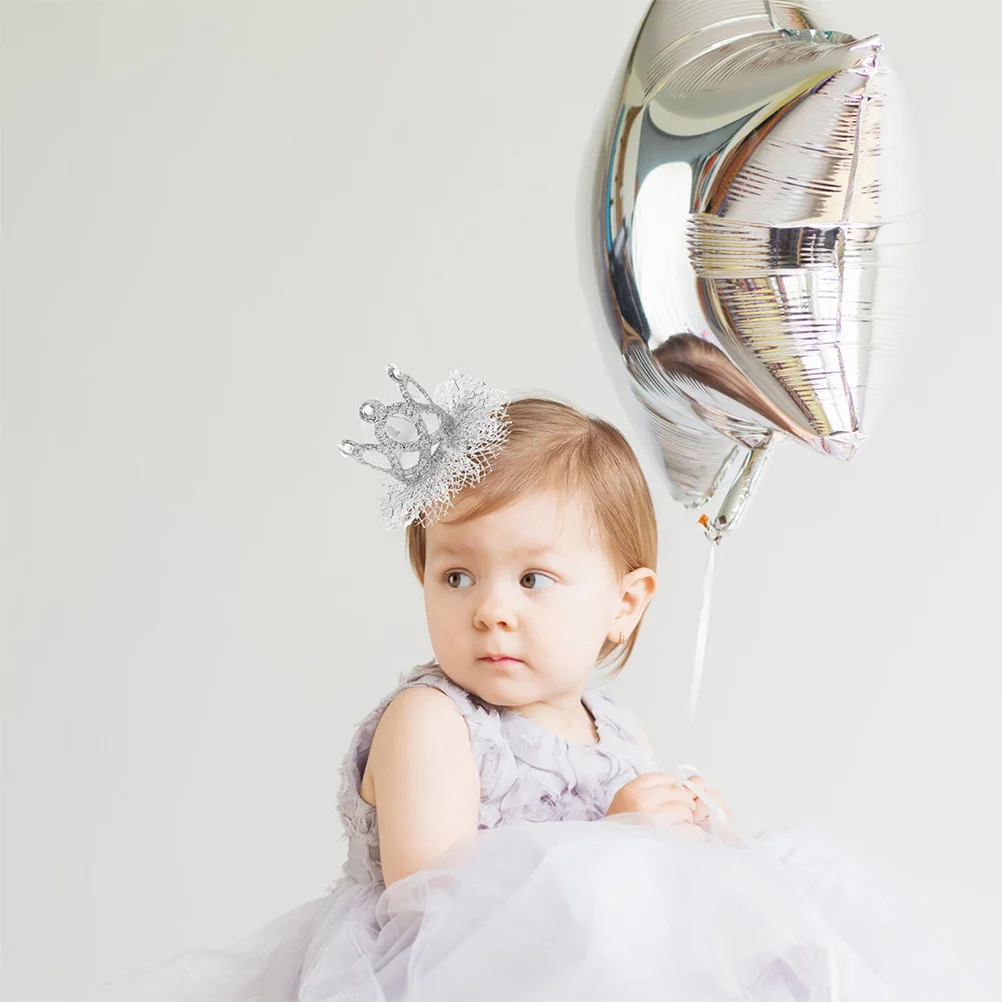 2 قطعة غطاء الرأس الدانتيل تاج لحفلة عيد ميلاد دبوس الشعر طفل زي غطاء الرأس دش اكسسوارات طفل زي أغطية الرأس #3