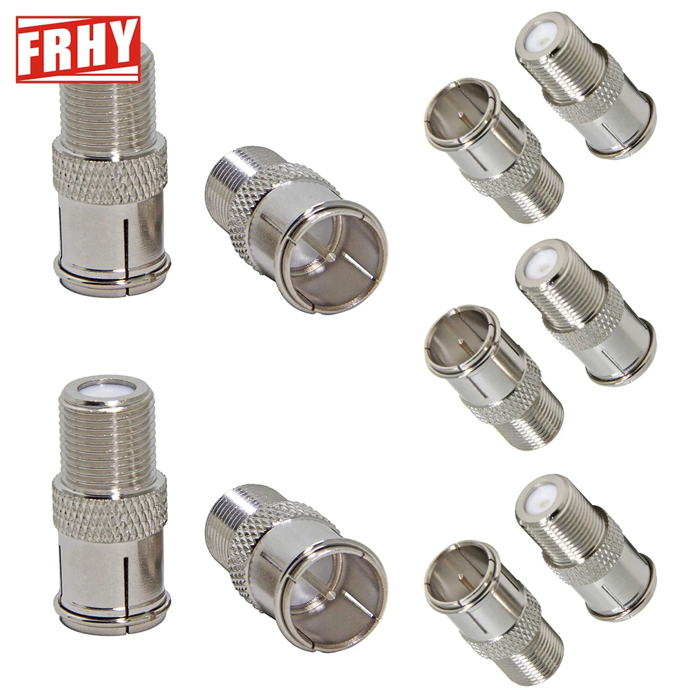 10PCS F-Type Male to Female Push-On Coax Quick Connect Adapter Tool-Free Connector for TV, Antenna, RV Satellite & Coaxial Cable