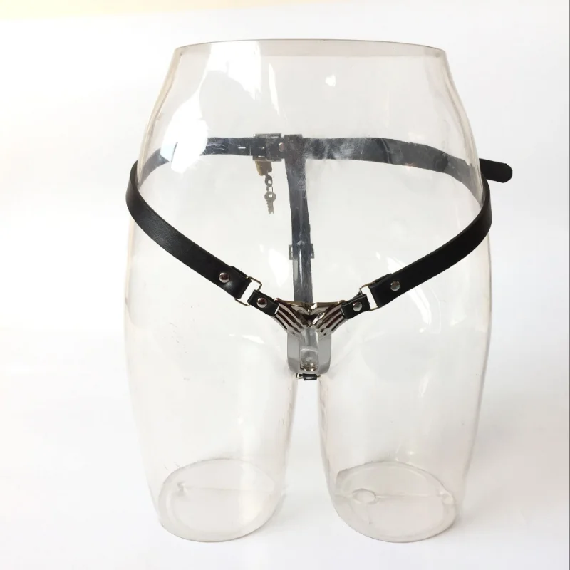 Female Invisible Chastity Belt Metal Stainless Steel/PU Leather Locking Pants BDSM Bondage Restraint Sex Device for Woman