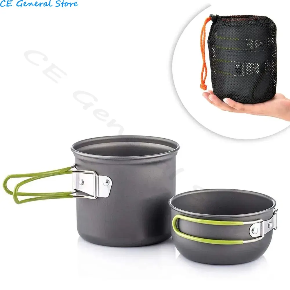 Camping Cookware Mess Kit Ultralight Camping Pot Set Outdoor Cooking Tableware for Hiking Trekking Picnic Fishing Mountaineering