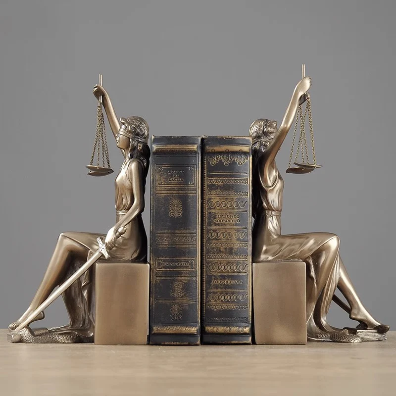 European home decoration Goddess of Justice Sculpture Bookend Lawyer Law Firm Student Business Gift Goddess Figure Resin Statue