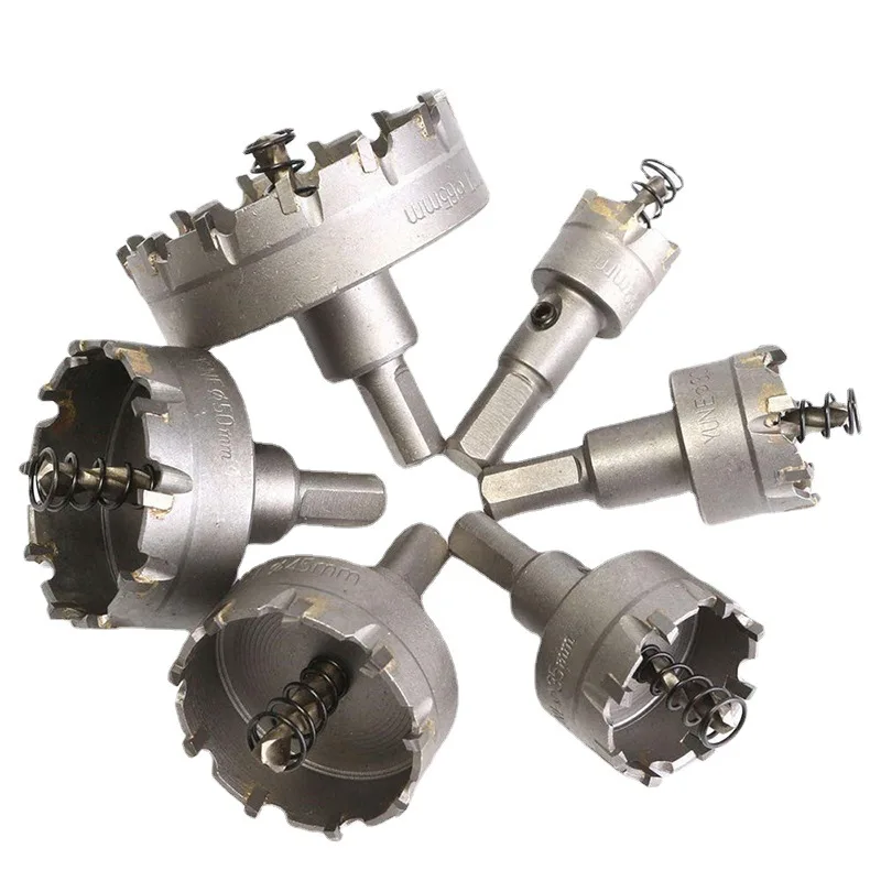 ชุดเลื่อยเจาะรูทังสเตนคาร์ไบด์ขนาด22-65มม. 6ชิ้น-ที่เปิดสเตนเลส/รูโลหะดอกสว่านแบบขยายได้