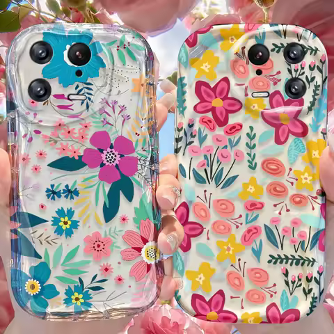 Flower Wave Case for Xiaomi Mi 15 14 Ultra 14T 13 Lite 12 Pro 12S 12X 11i 5G POCO X7 X6 X5 X4 GT X3 NFC F6 F5 F3 M6 Plus Cover