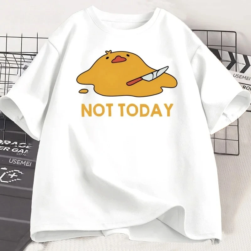 

Melting Duck Not Today Printed T Shirt Casual Cartoon Short Sleeve Tshirt Woman Clothing Comfortable Round Neck T-shirt Clothes