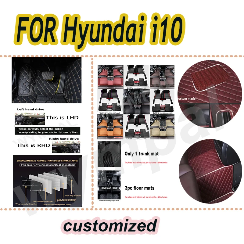 

Роскошные автомобильные коврики для Hyundai i10 BA Gran Metro Taxi Xcent IA 2014 ~ 2019 кожаные коврики автомобильные коврики