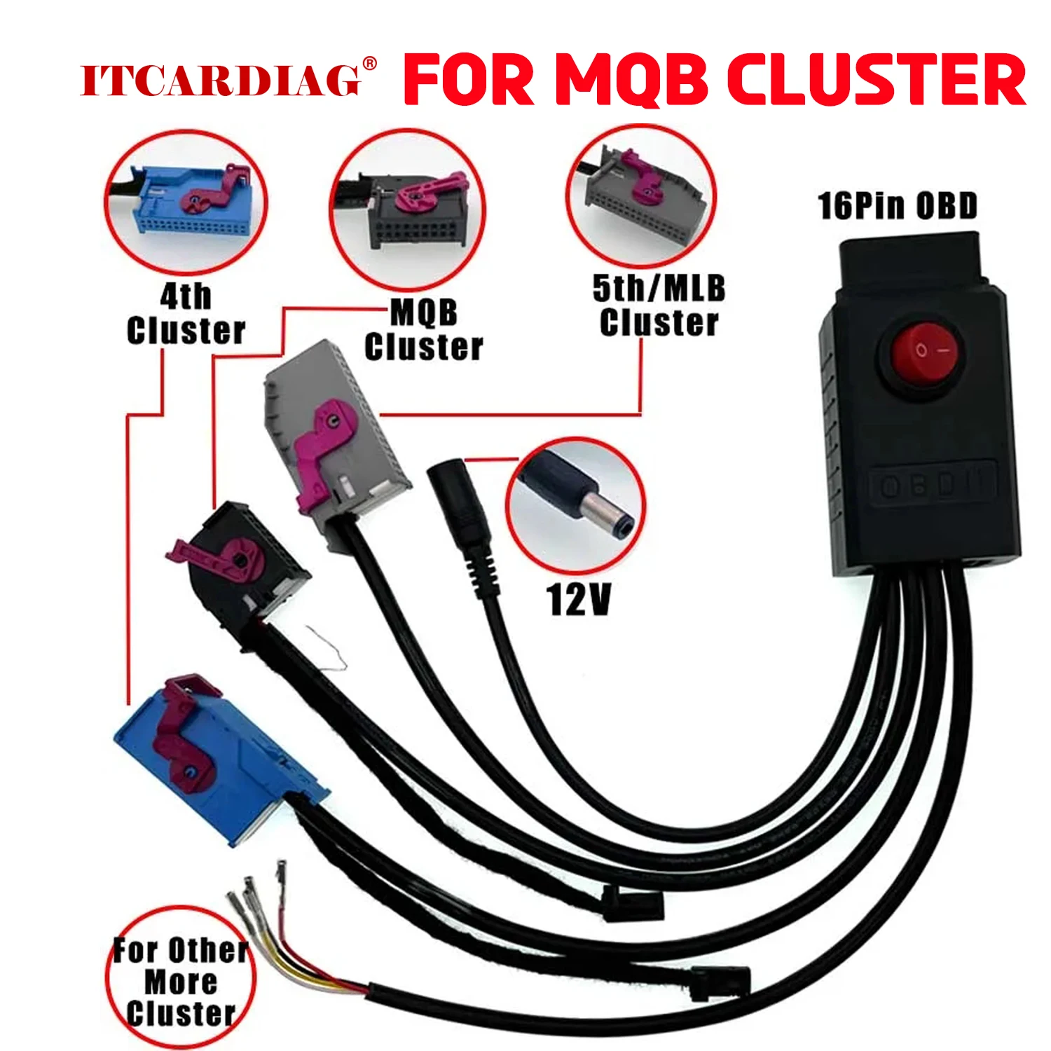 MQB Cluster 12V Power Cable 4th 5th ID48 Key Program Cable 5th Cluster Cable MQB NEC35XX Cable MQB48 Instrument Cable fit VVDI2