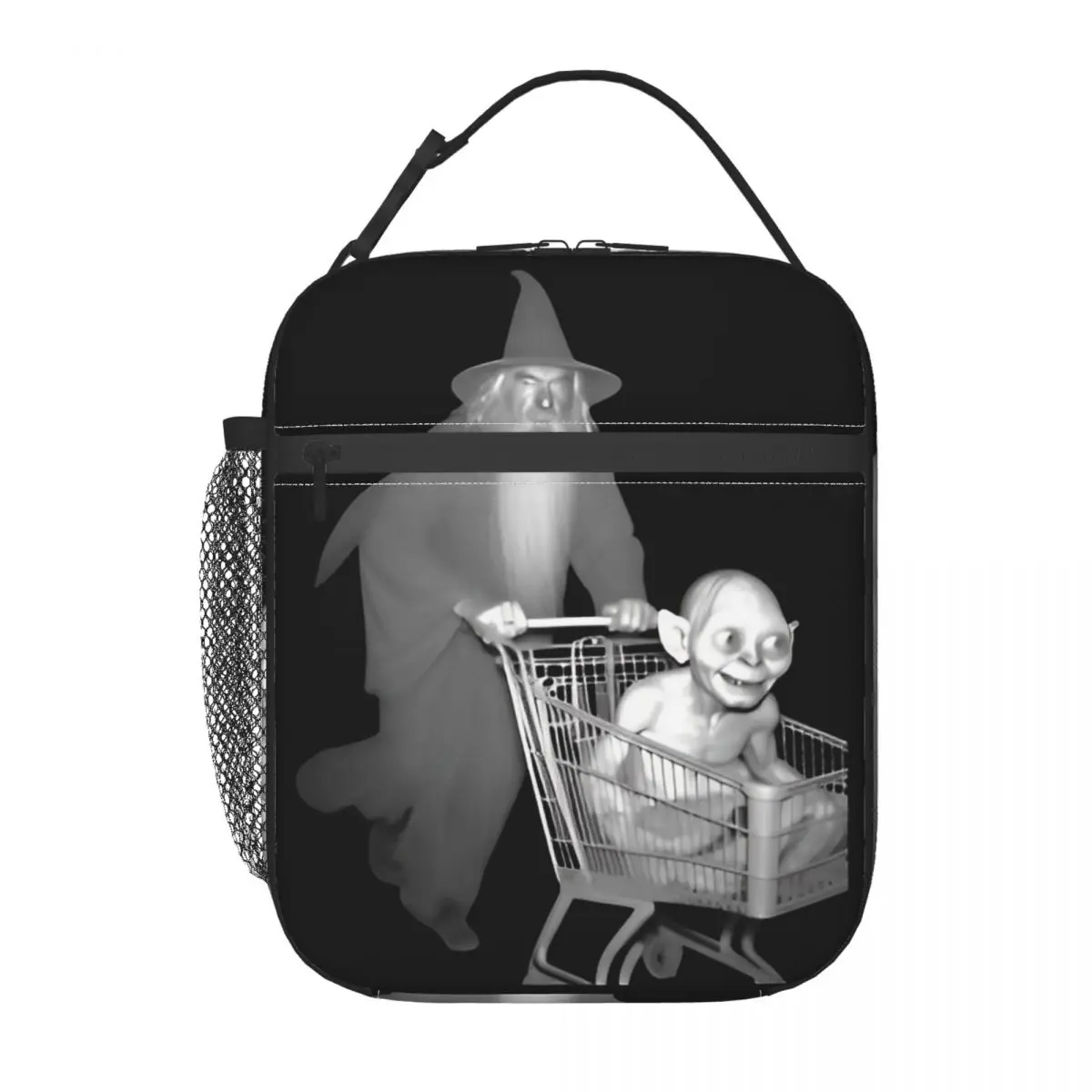 

Gandalf Pushes Gollum In A Shopping Cart Thermal Insulated Lunch Bag for Travel Lord Of The Rings Portable Food Bag Men Wome
