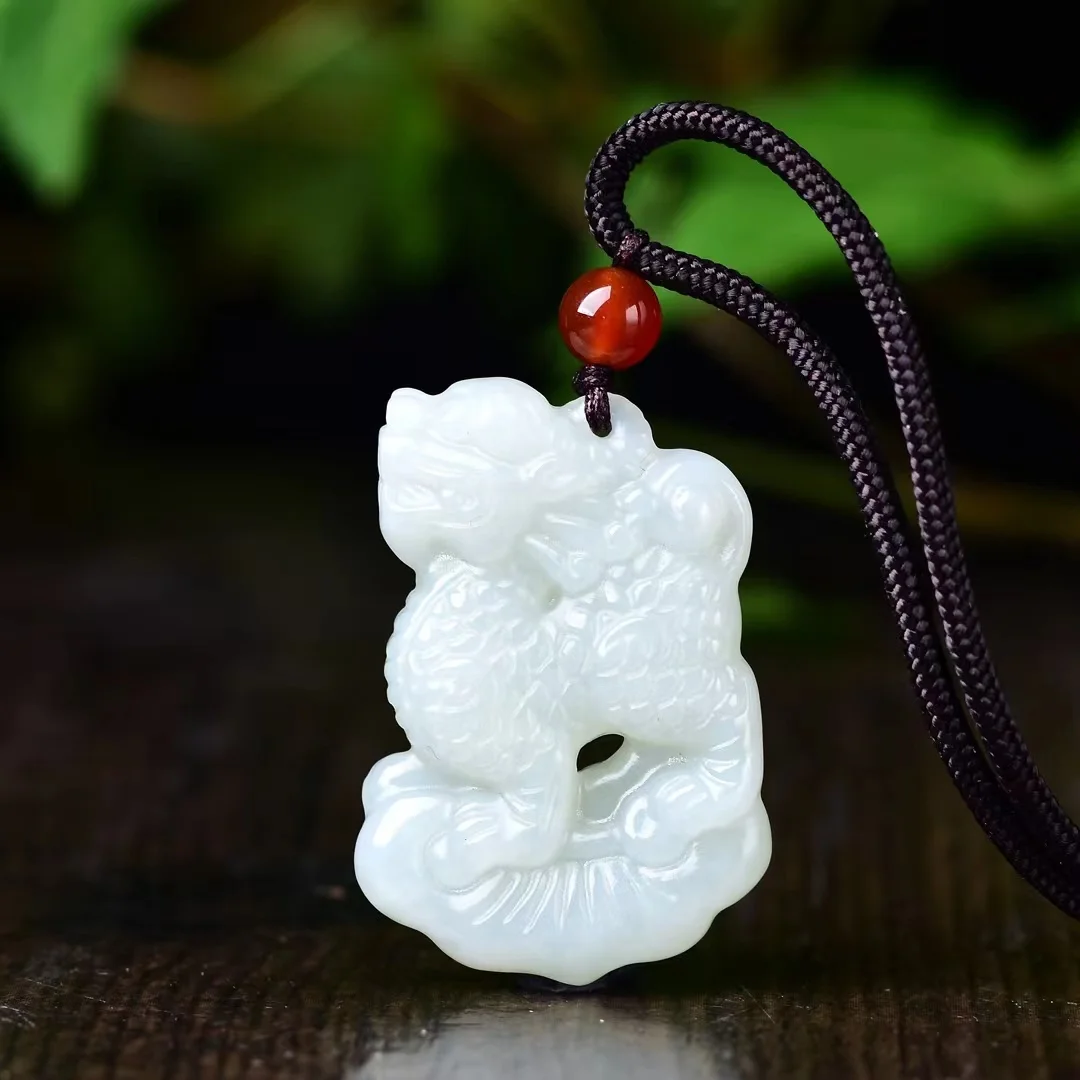 Exquisite Hetian Jade Lucky Pixiu Pendant 25*38*8mm Jewelry 3355#