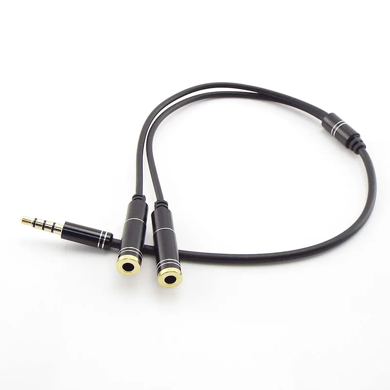 3.5mm Stereo Plug Audio Cable Male to 2 Female Converters Headset Mic Y Splitter Cable Adapter Mobile Phone Adapters Connectors