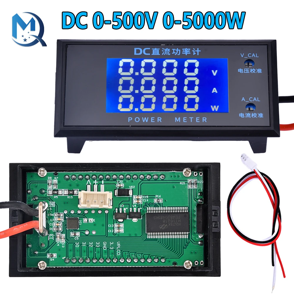 DC8-12V 10A LCD 4-Bit High Precision Voltage Ammeter Power Meter Measuring Range DC 0-500V 0-5000W Digital Current Test Gauge