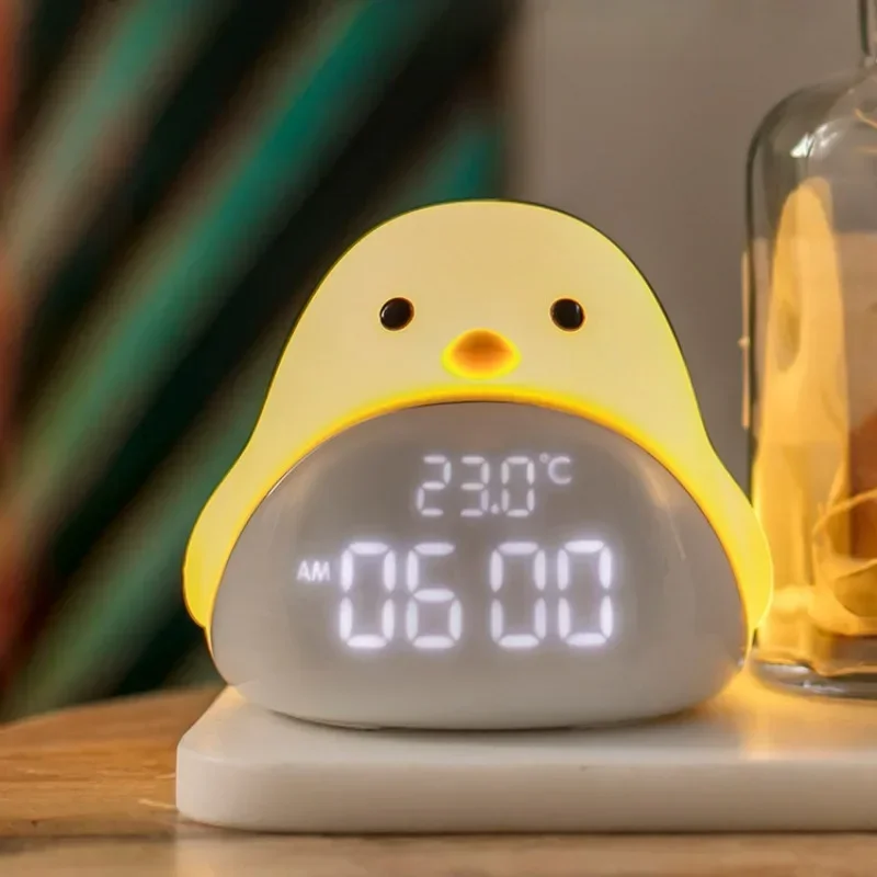 Cute Silicone LED Digital Alarm Clock Touch Sensitive Night Light Soft Bedside Ornament Timing Decor Gift for Kids Bedroom