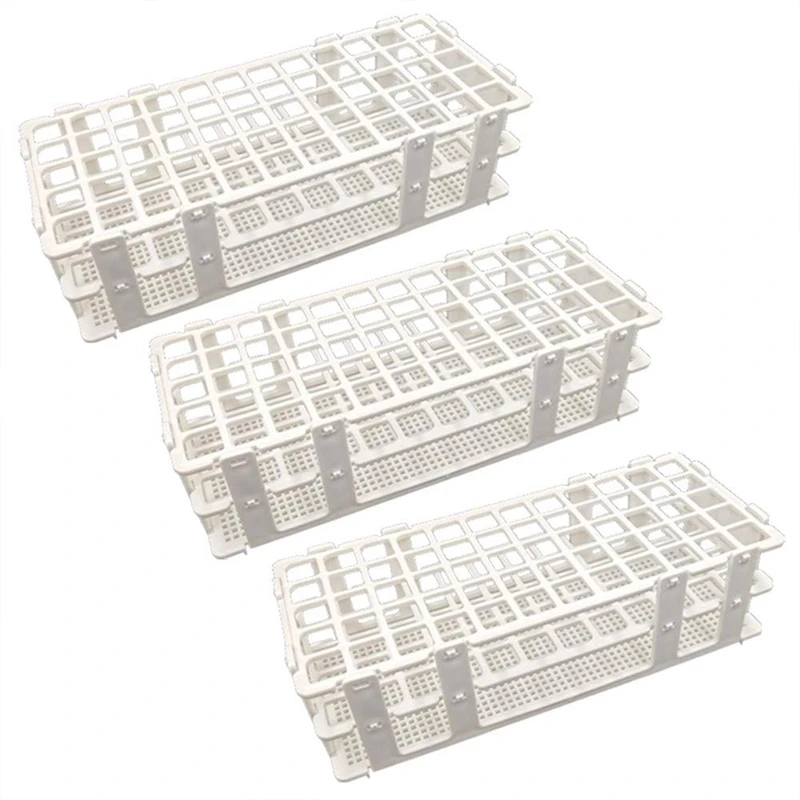 

3 Pcs Plastic Test Tube Holders, 60 Holes, For 16 Mm Test Tubes, White, Detachable Lab Test Tube Rack Holder (60 Holes)