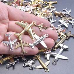 10pcs Mixed Airplane Charm Bulk Silver/Gold Color Aircraftplane Fighter Pendant Vintage For DIY Handmade Jewelry Making Findings