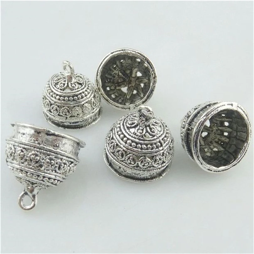 New Jewelry Components 10/20/30PCS Vintage Silver Color Bell Shape Beads Cap For Charms Pendant Connection Accessories Supplies