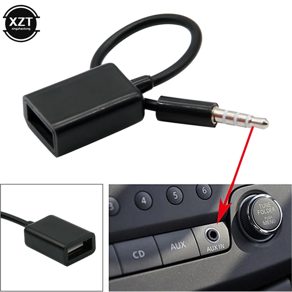 3.5Mm Male AUX Audio Plug Jack Ke USB 2.0 Female Converter Cable Cord untuk Car MP3 Car Accessories  15Cm