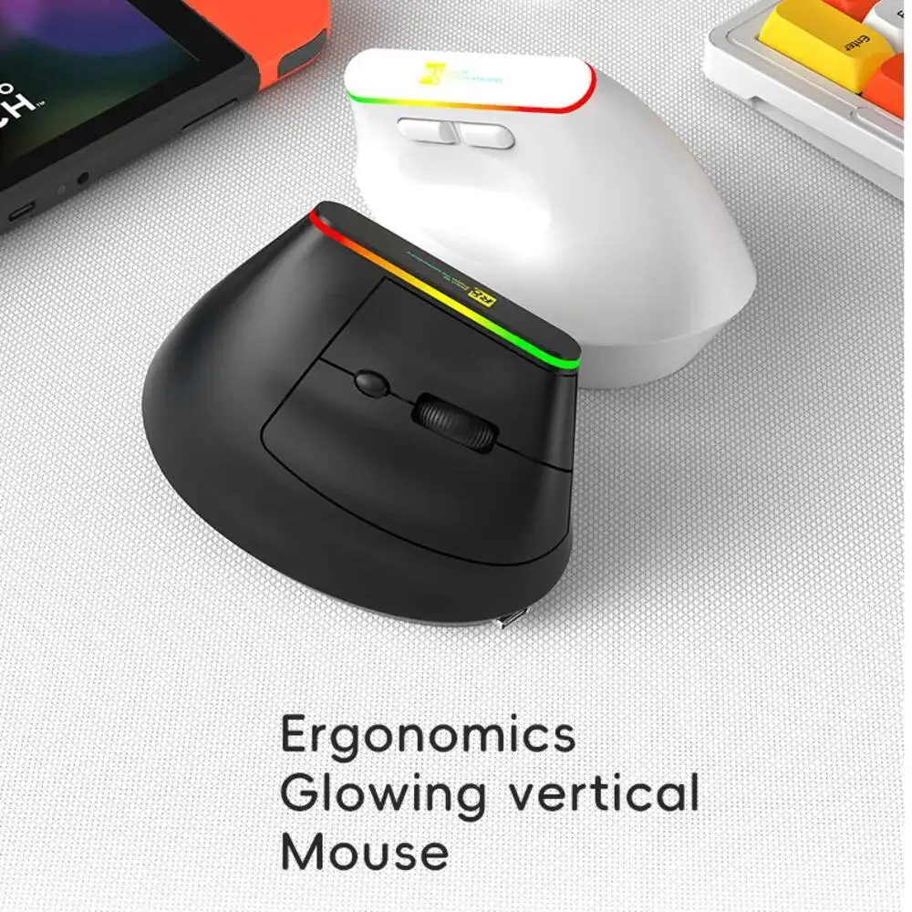 Nuovo mouse da gioco verticale luminoso ergonomico wireless 2.4G + Bluetooth ricaricabile dual-mode Mouse MX muto ottico sano per ufficio
