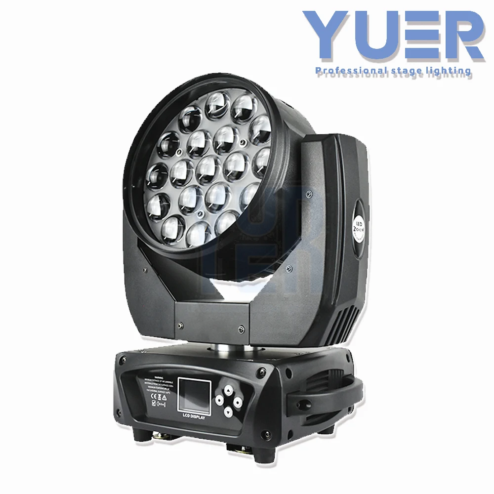 19x15W Zoom Beam Wash Moving Head Light for Stage Lighting Effect RGBW 4in1 LED DMX Control for Dj Disco Nightclub wedding show