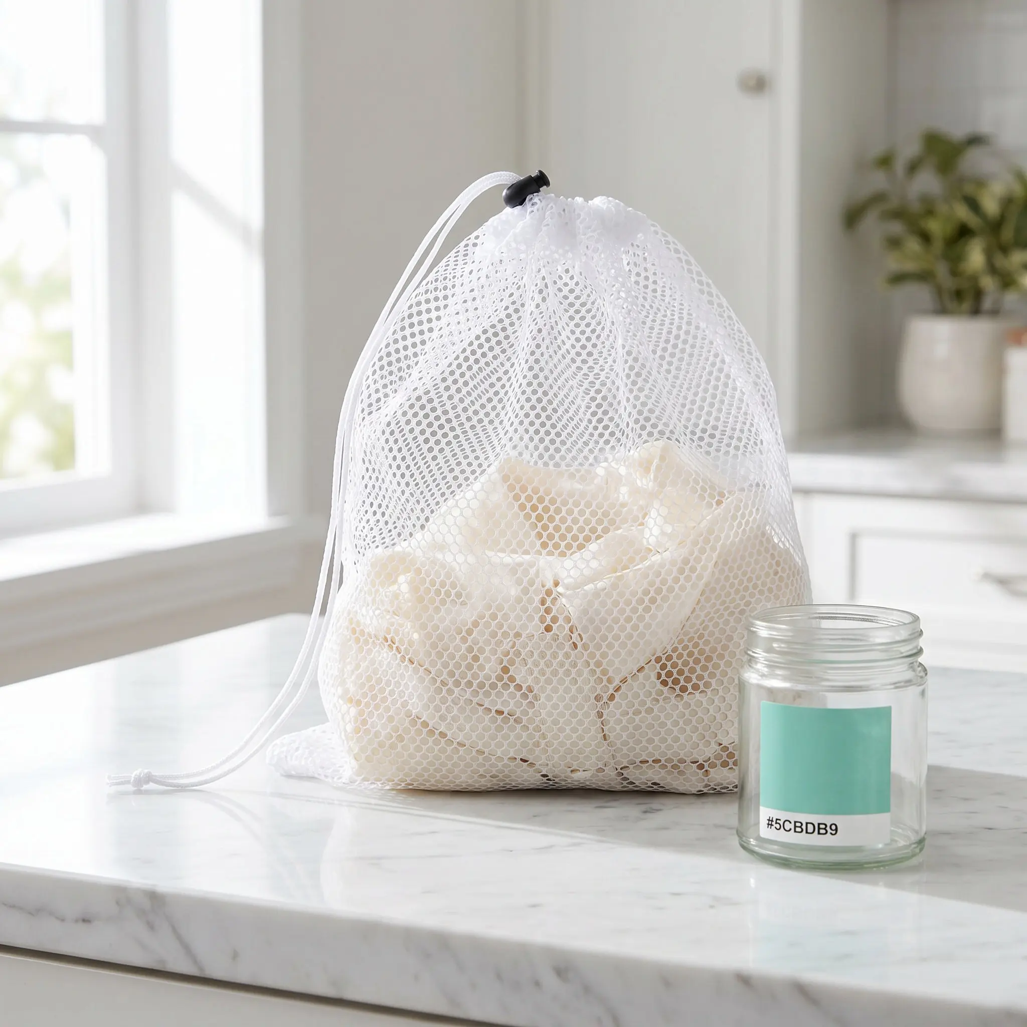 4pcs Mesh Laundry Bags with Drawstring – Thick Coarse Net for Delicates, Lingerie, Socks & Sweaters