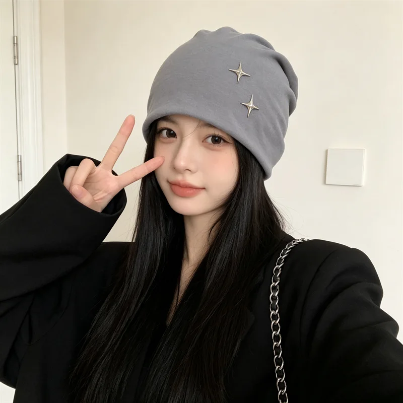 New Model Women's Spring And Autumn Fashionable Tidal Current Versatile Keep Warm Ear Protection Knitted Pullover Hats