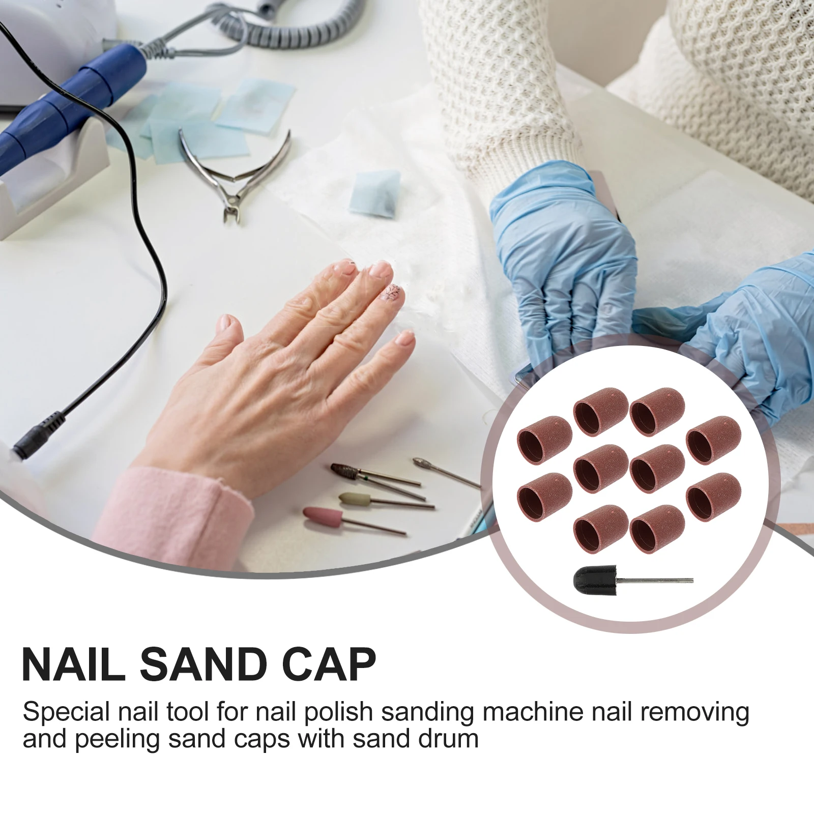 

10pcs Sand Cap Drill Bits Replacement Sanding Caps for Nail Art Polishing Manicure Tools Lightweight Durable Heat