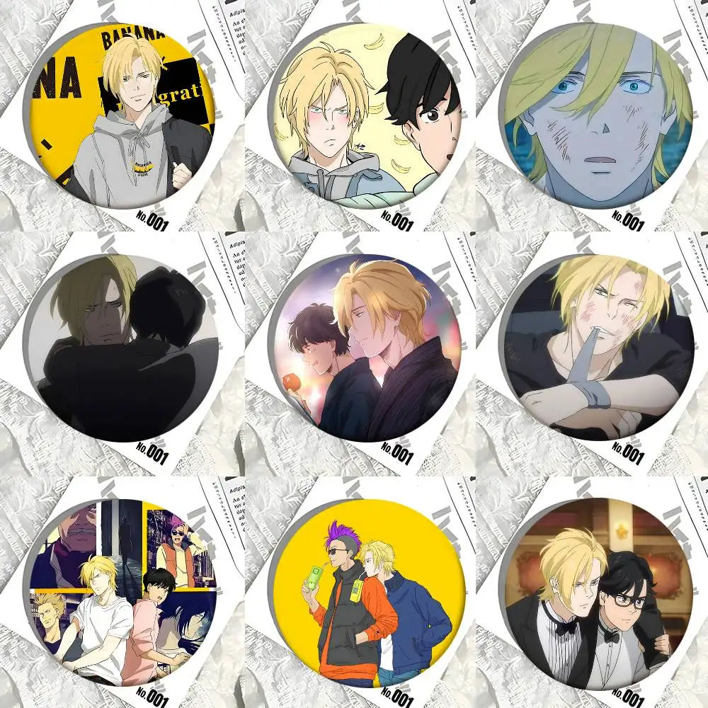 1pc Banana Fish Ash Lynx Eiji Okumura Cartoon Style Badge Brooches On Backpack Decoration Round Enamel Pins For Accessorys