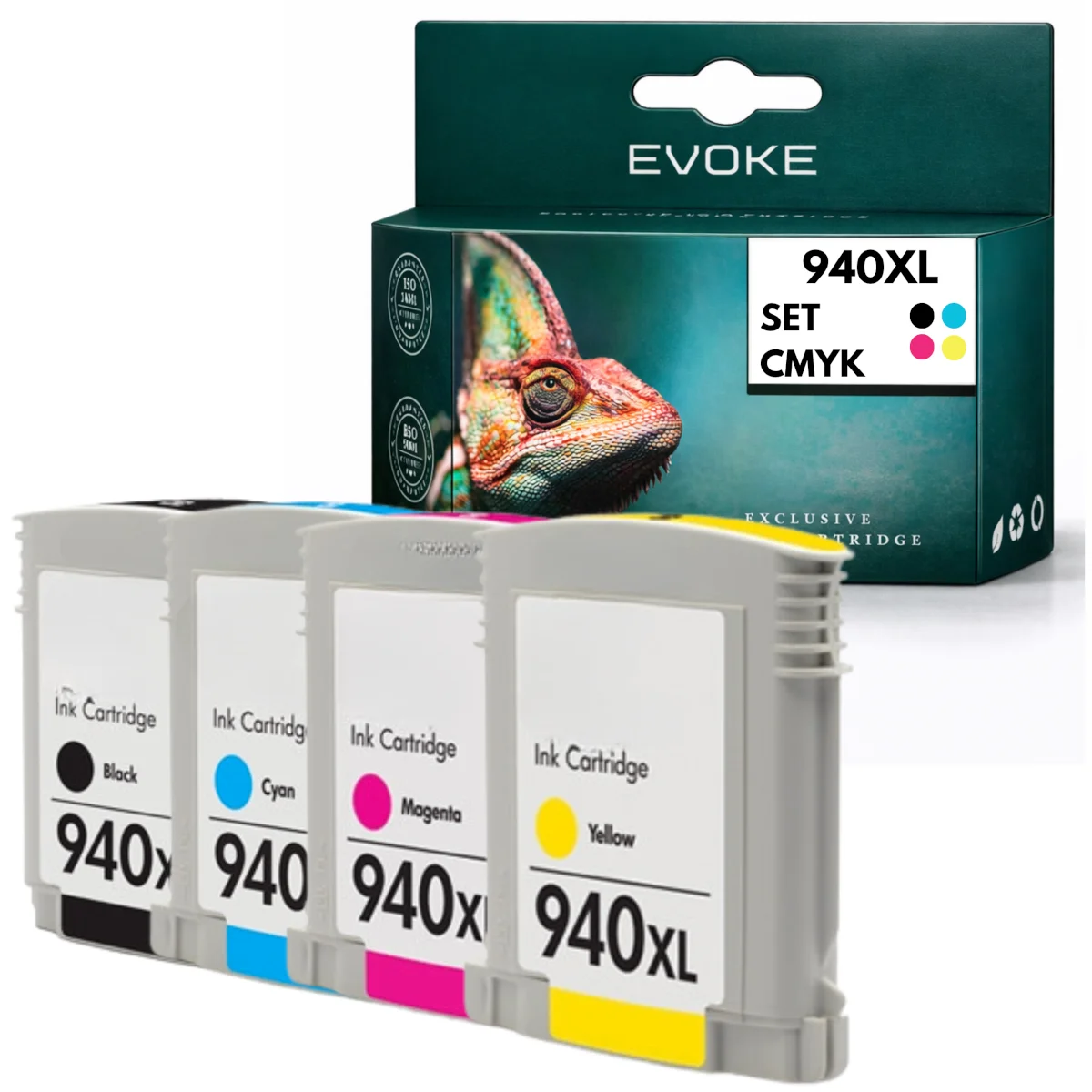 Evoke Compatibele Inkt voor Hp 940XL Hp940 C4906A C4907A C4908A C4909A 4X Cmyk: Zwart, Cyaan, Magenta, Geel 120 ml Officejet Pro 8000 8500 8500A 8500A Plus