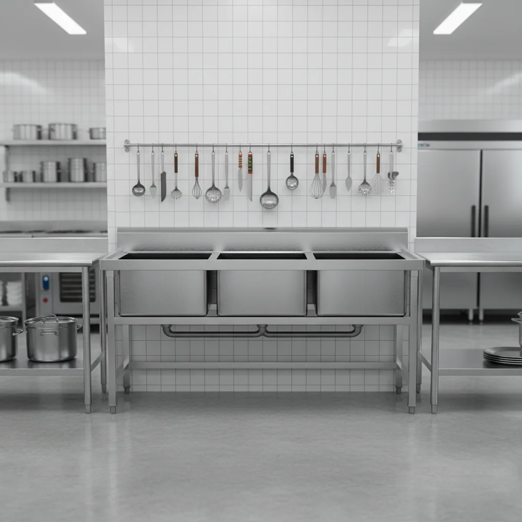 

Three-Hole Above Sink Stainless Steel Kitchen Sink With Nano Surface Treatment for Hotels and Restaurants