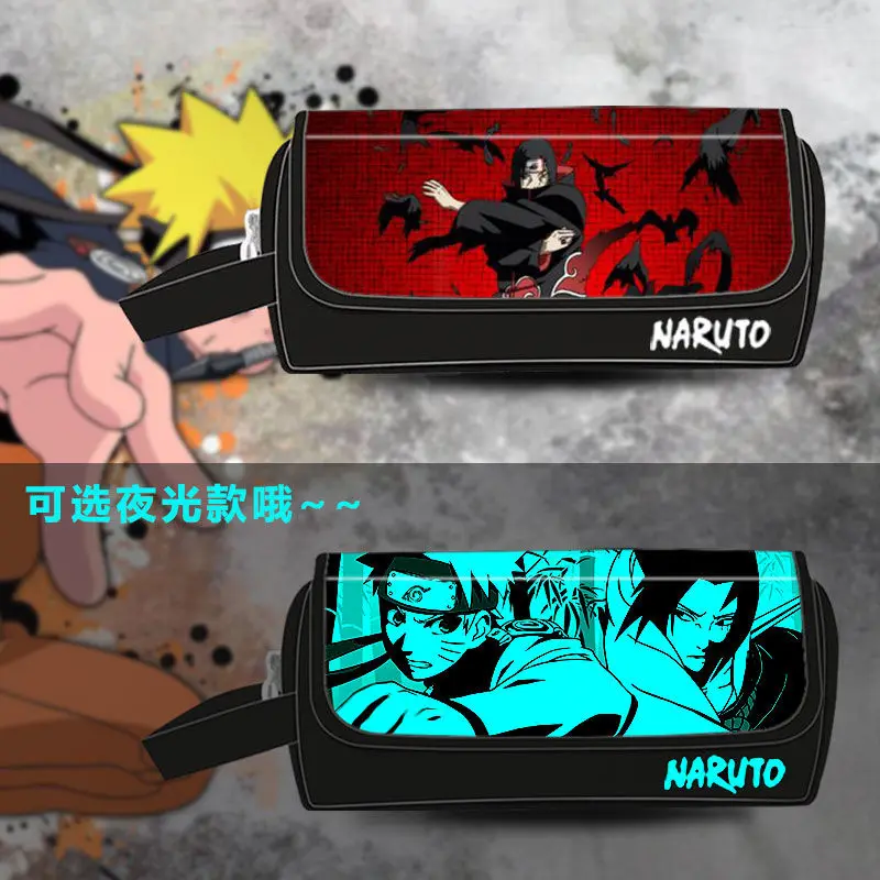 

Naruto Anime Cosplay Stationery Box Large Capacity Glow in The Dark Pencil Case Sasuke