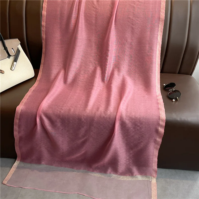 Modischer Luxus Einfarbiger Langer Seidenschal für Damen Weicher Glatter Schal Kopftuch Hijab Outdoor-Schal Langer Umhang Strandtuch – Detail 25