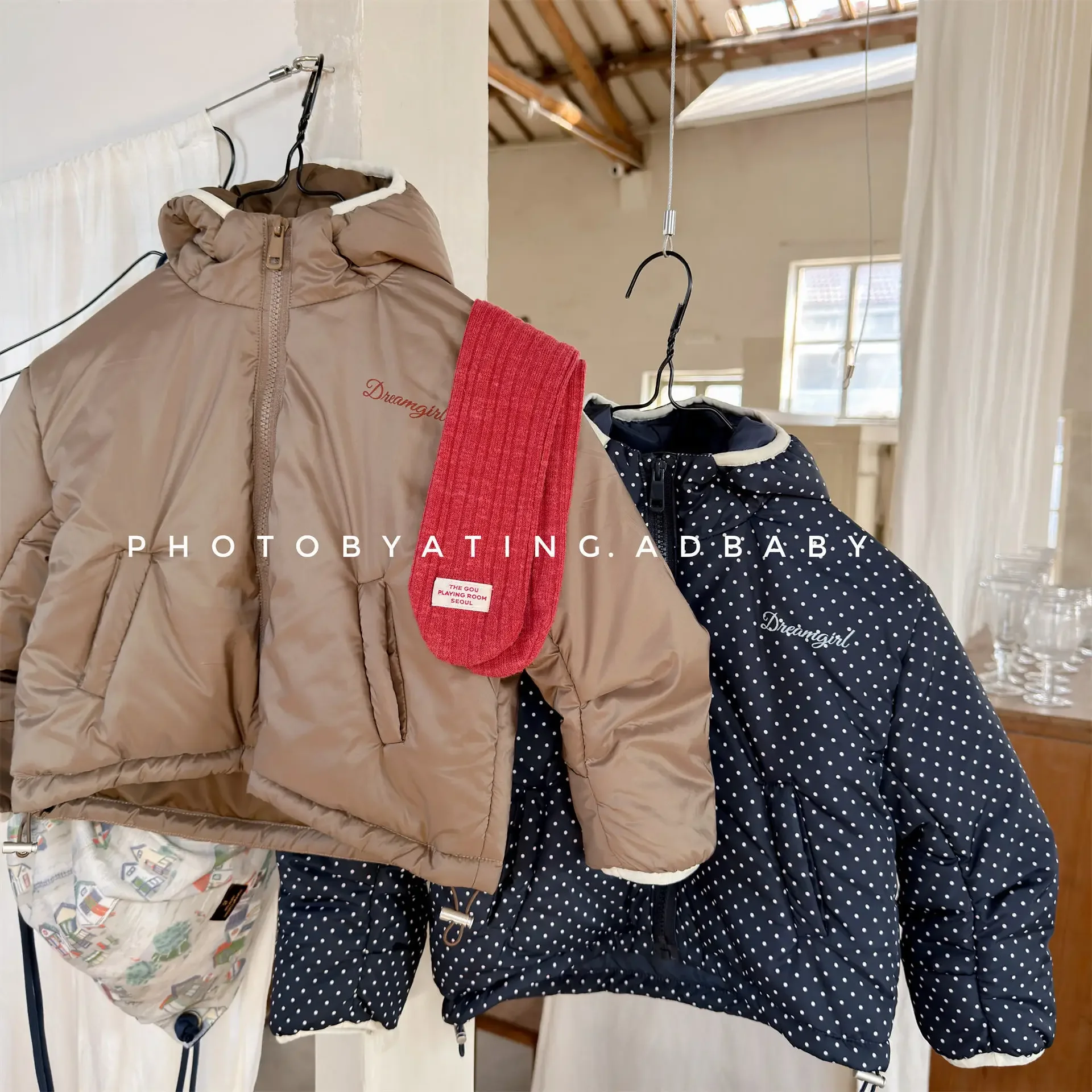 

2025 Winter New Children Long Sleeve Warm Coat Boys Girls Fashion Dot Print Hooded Cotton Padded Jacket Kids Baby Fleece Clothes