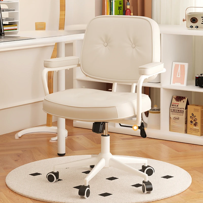 Nordic Cream Style Computer Chair for Home Comfort Study Desk and Bedroom Reclining Armrest Adjustable Chair