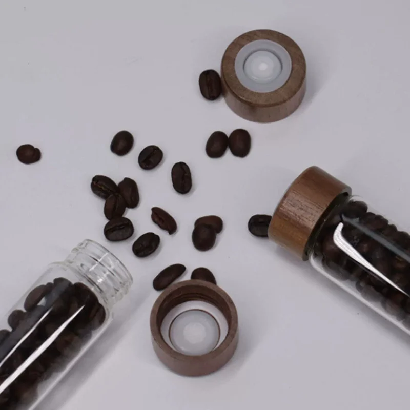 6/12pcs Single Dose Bean Tube 17g-22g Wood Lid One-way Exhaust Valve Airtight Glass Coffee Bean Storage Container Barista Tools