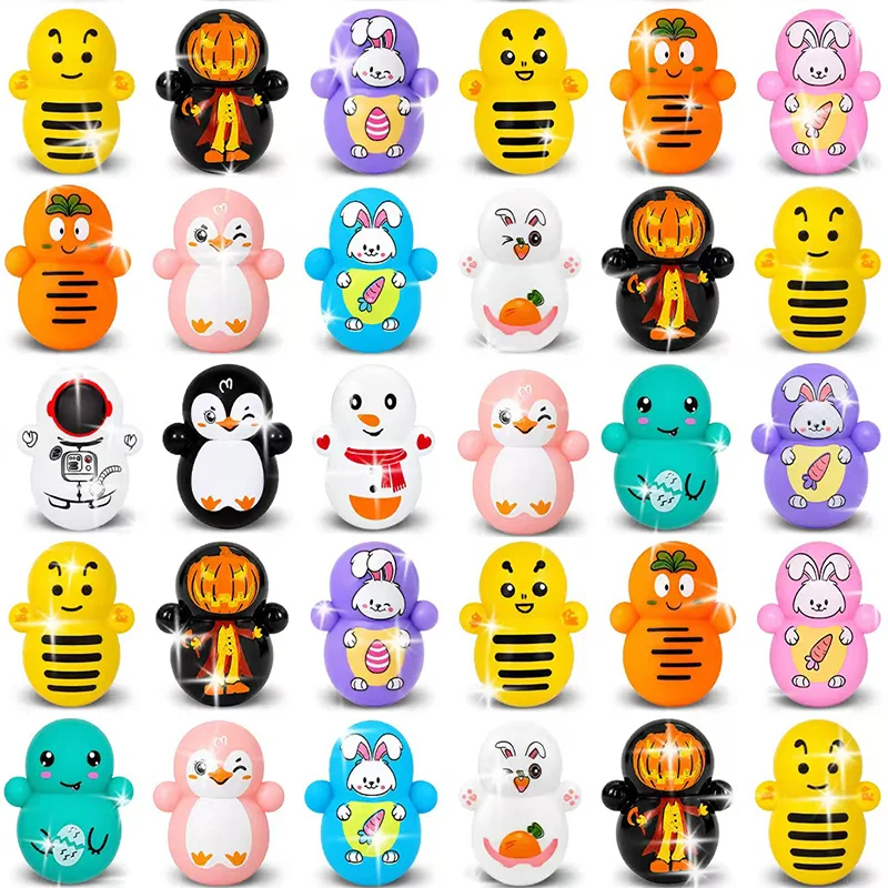 Mini Roly Poly Toys Set - Colorful Self-Righting Tumbler Fidgets for Stress Relief Office Desk Decor & Classroom Rewards